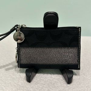 Coach small black and silver sparkle id card holder